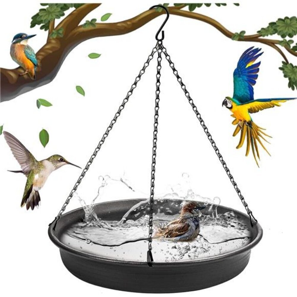 Versatile Outdoor Bird Feeder & Bath Hanging Tray for Garden